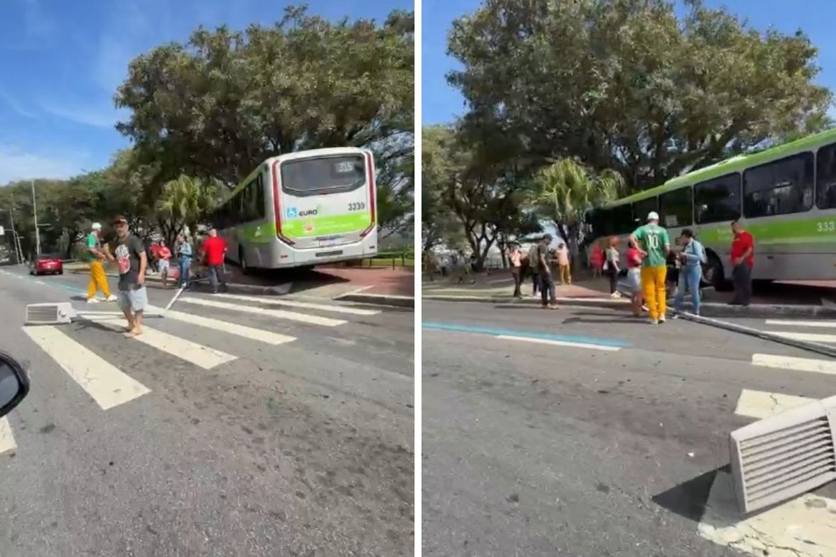 Ônibus atropela criança de 10 anos e depois avança em calçada no centro de São José dos Campos