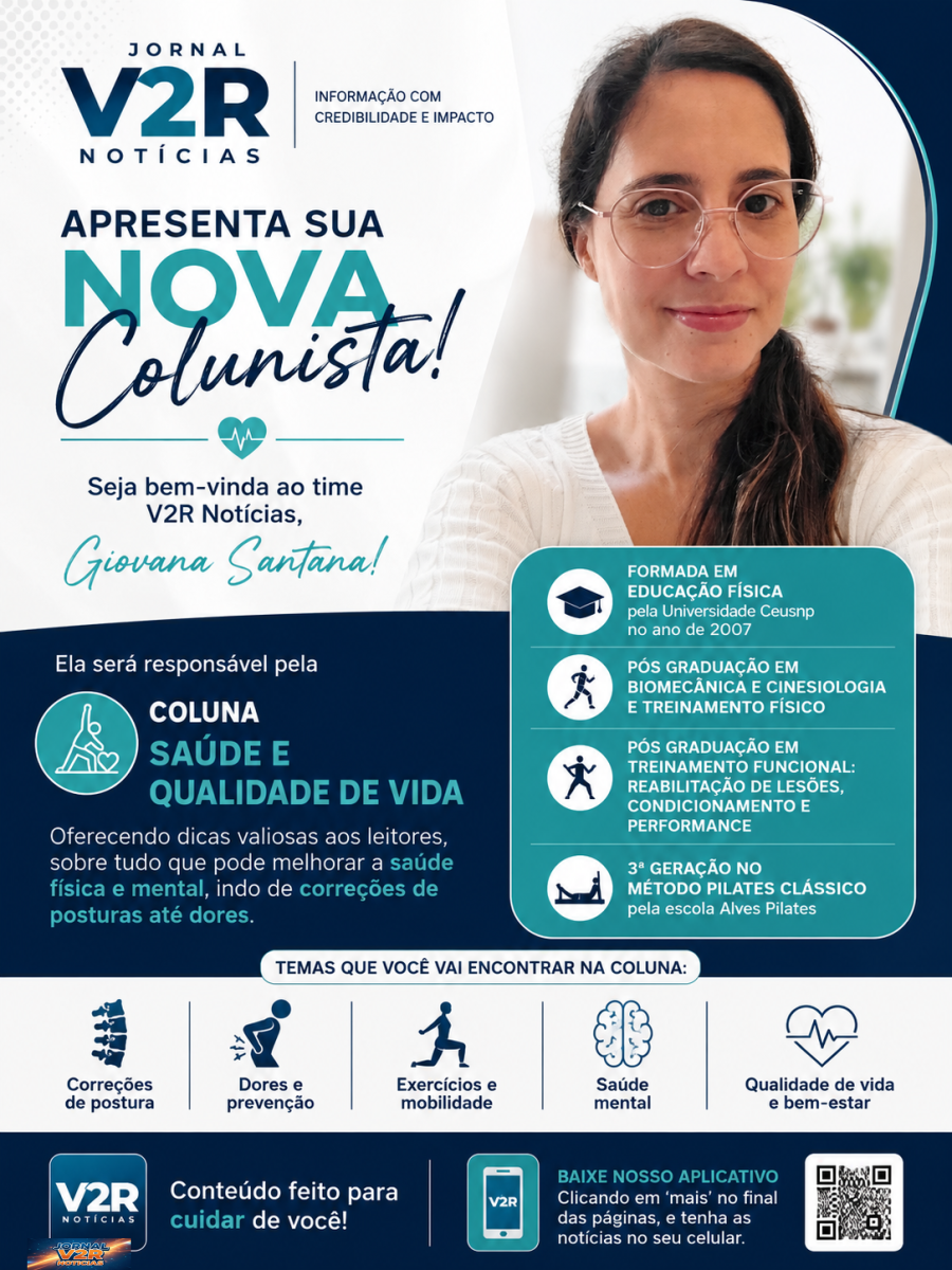 Jornal V2R Notícias fortalece área de bem-estar com chegada da colunista Giovana Santana
