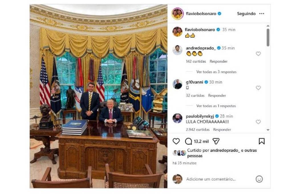 Em fase bolsonarista, presidente da Alesp é primeiro a comentar foto de Flávio com Trump
