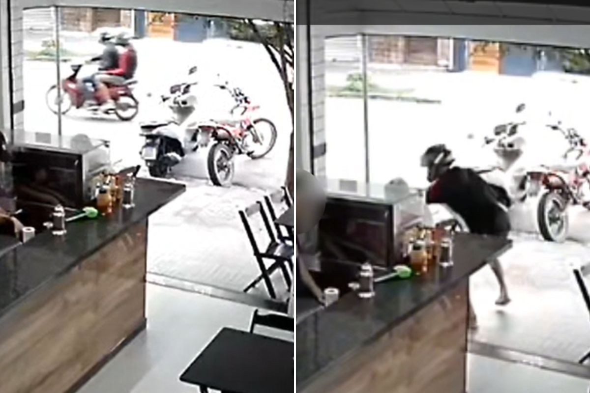 Dupla de moto furta celulares em menos de cinco minutos no litoral de SP; VÍDEO