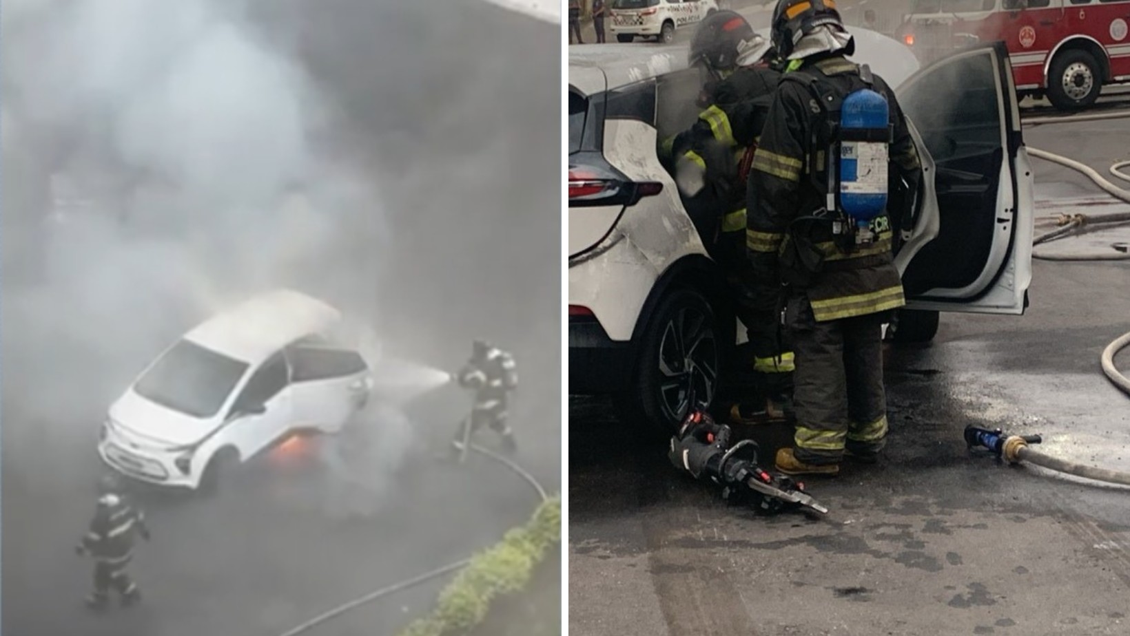 Carro elétrico pega fogo, explode em concessionária e mobiliza Bombeiros em São José dos Campos