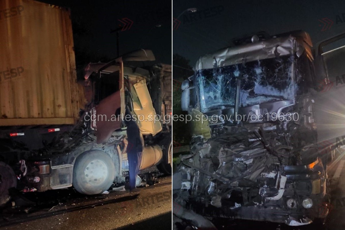 Engavetamento com quatro carretas deixa caminhoneiro em estado grave em rodovia de SP
