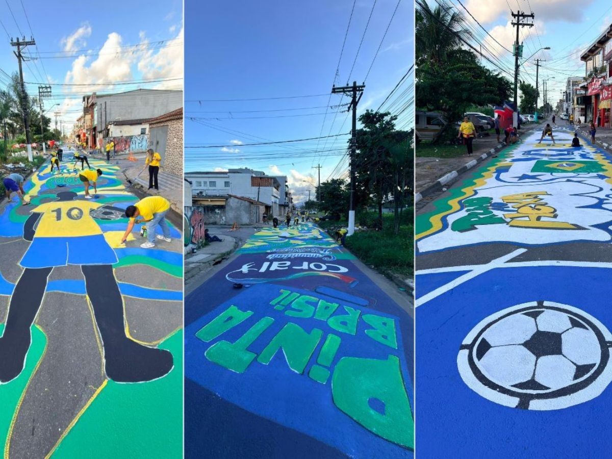 Barbeiro de Neymar e de famosos mobiliza comunidade para decorar rua antes de jogo do Brasil; VEJA