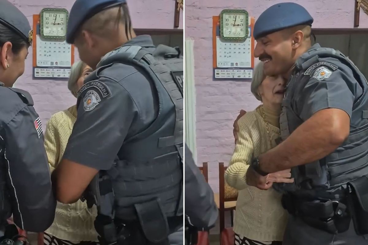 Idosa com Alzheimer reencontra policiais que salvaram sua vida no litoral de SP; VÍDEO