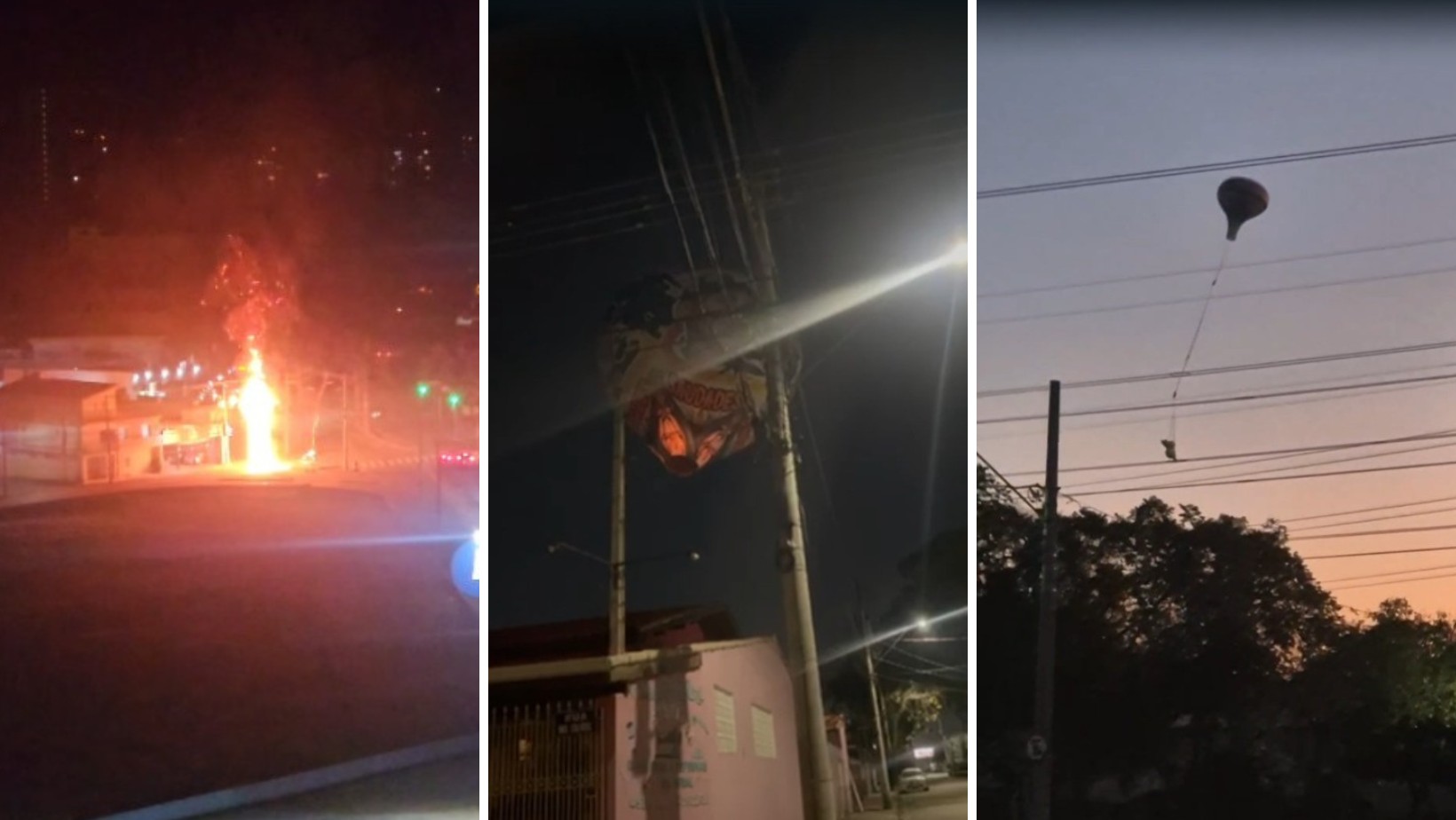 Quedas de balões provocam curto-circuito, incêndio e assustam moradores em São José dos Campos