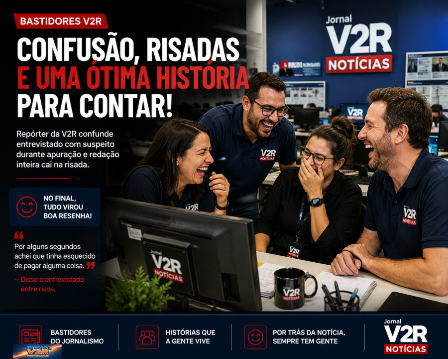 Repórter da V2R confunde entrevistado com suspeito durante apuração e redação inteira cai na risada
