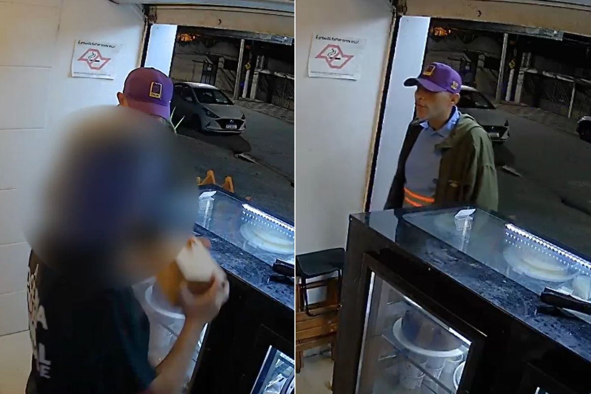 Ladrão invade doceria, rouba dinheiro e prende vítimas no banheiro no litoral de SP; VÍDEO