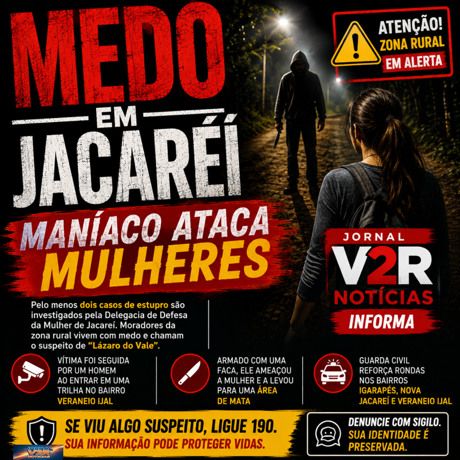 Medo toma conta da zona rural de Jacareí após ataques contra mulheres; Polícia Civil intensifica investigações
