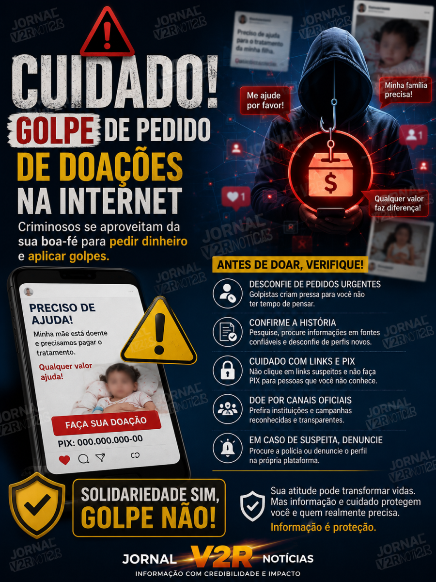 Pedidos de dinheiro nas redes sociais acendem alerta sobre golpes que exploram a solidariedade dos brasileiros