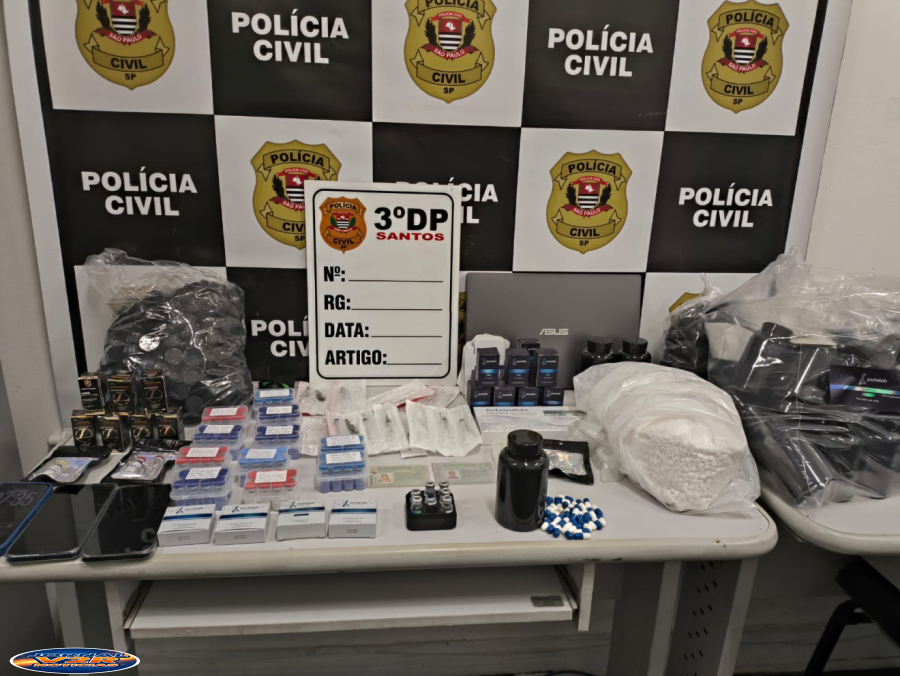 Polícia Civil prende homem suspeito de vender medicamentos e hormônios irregularmente em Santos