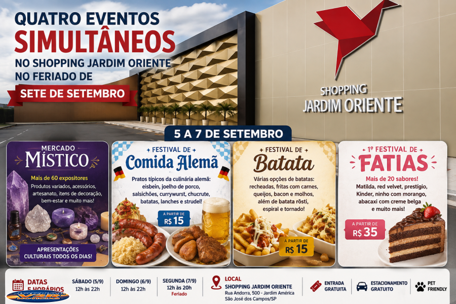 Feriadão reúne quatro atrações especiais no Shopping Jardim Oriente, em São José dos Campos