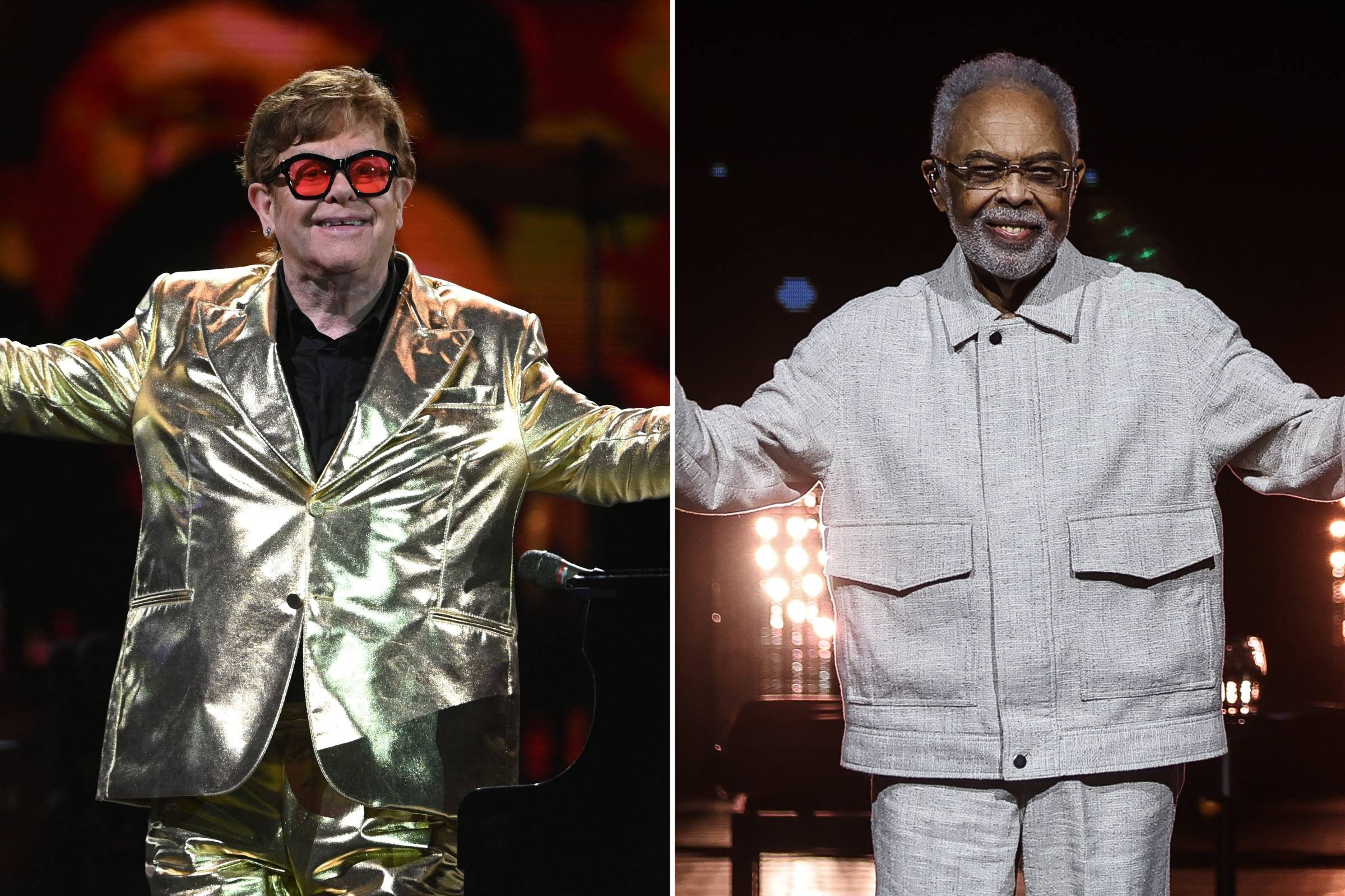 Gilberto Gil e Elton John se encontram nos bastidores do Rock in Rio e trocam elogios