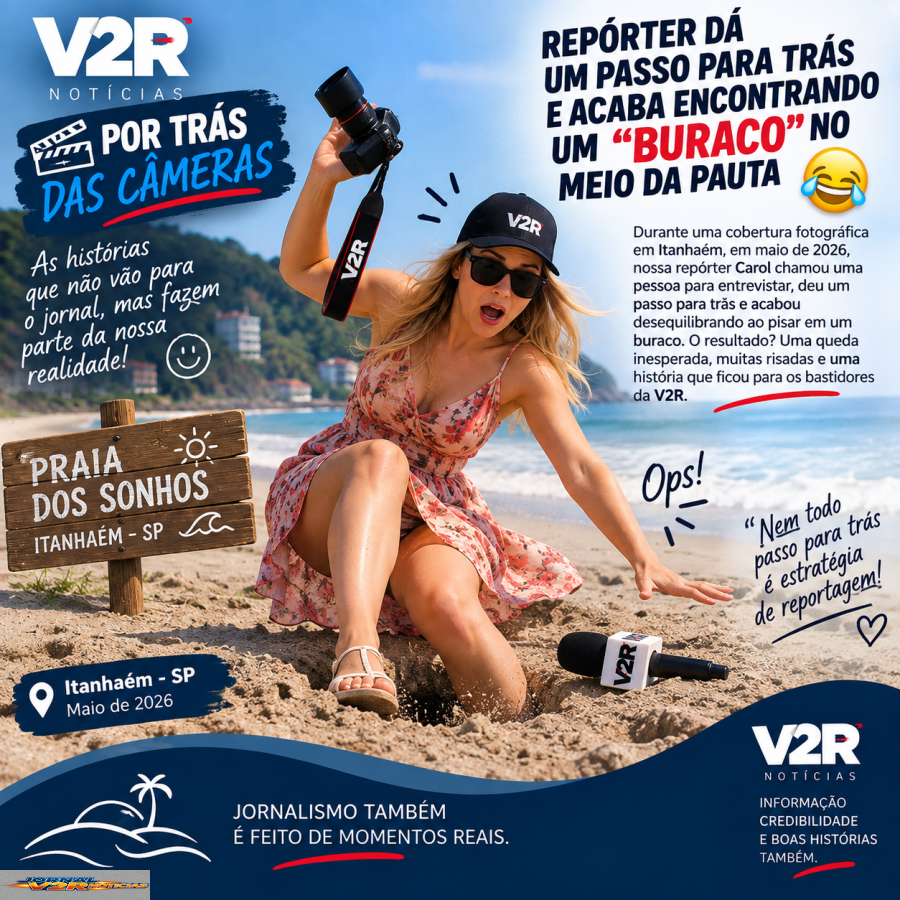 Repórter dá um passo para trás e acaba encontrando um “buraco” no meio da pauta
