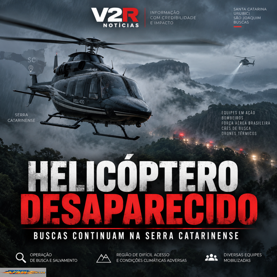 Helicóptero com cantor Rick continua desaparecido e buscas são ampliadas na Serra Catarinense
