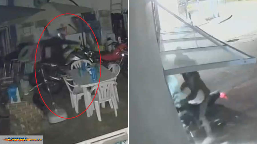 Ladrões arrombam loja durante a madrugada e levam motocicleta em Peruíbe