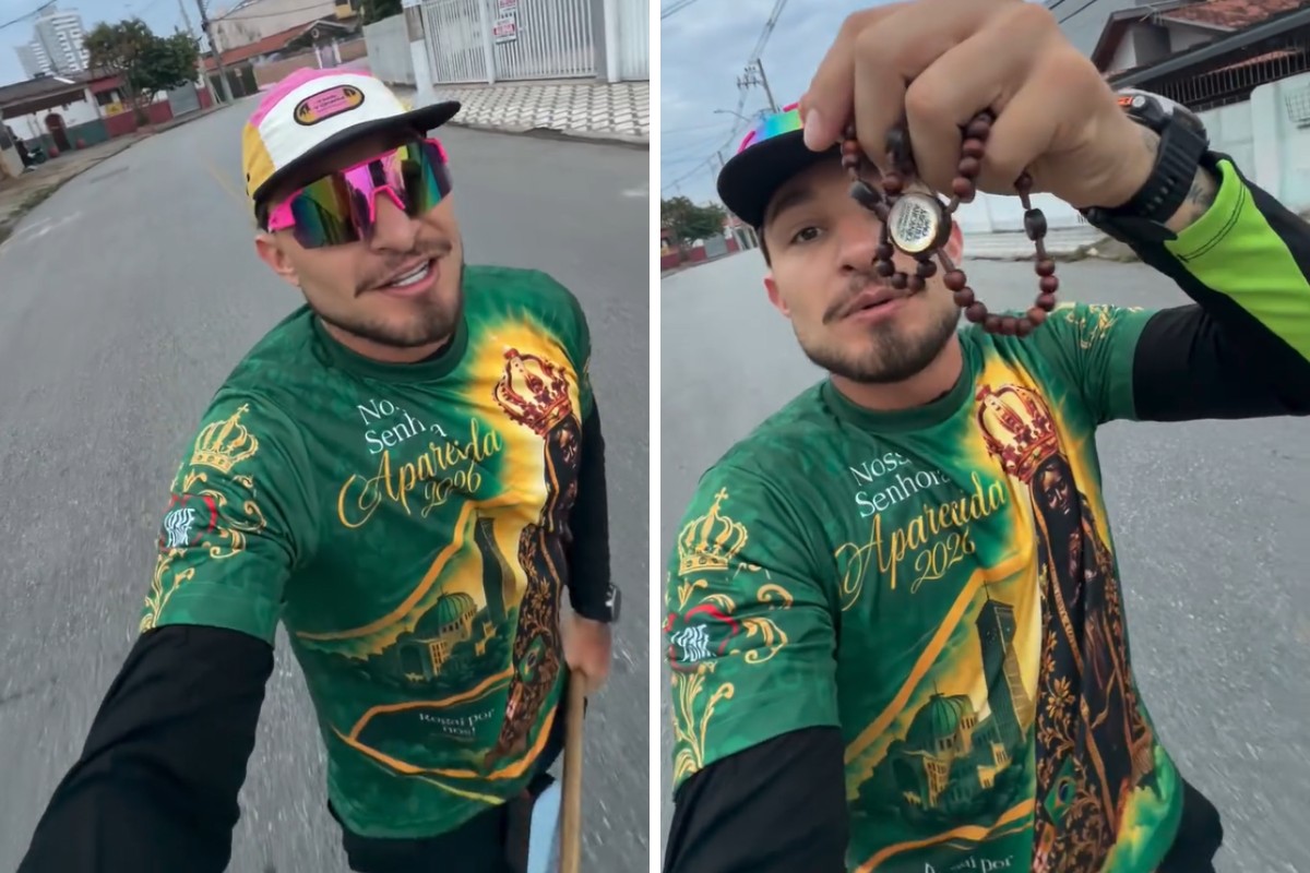 Em 4º dia de romaria, MC Gui diz superar cansaço para chegar ao Santuário de Aparecida: 'A fé te move'