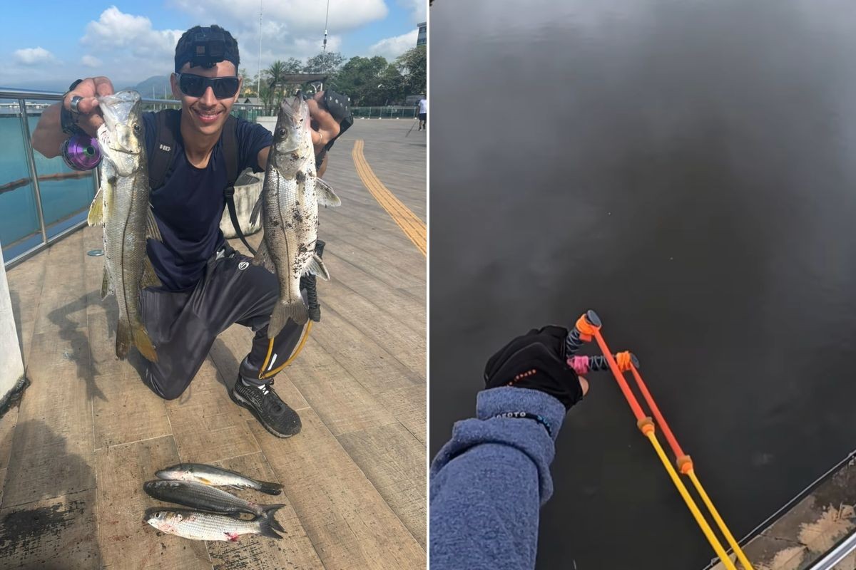 Jovem viraliza com pesca de estilingue em rio de SP; VÍDEO