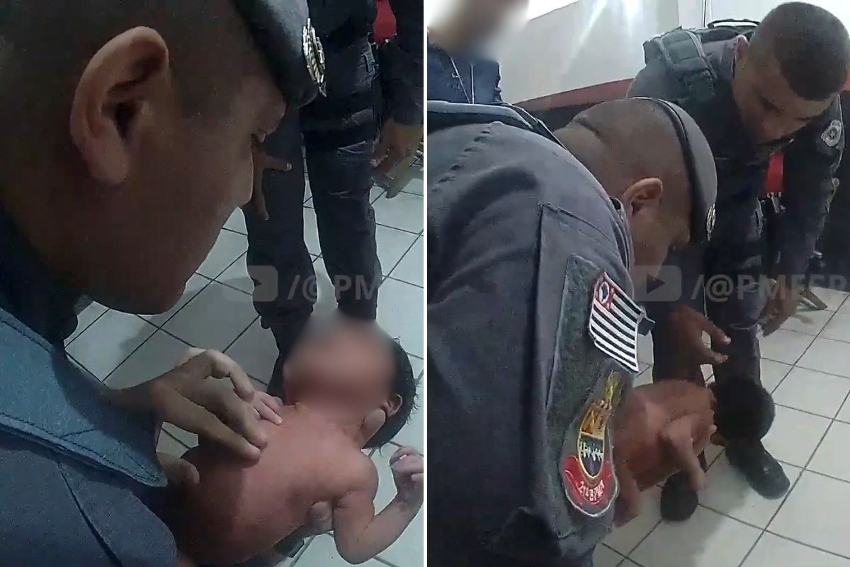 Vídeo mostra policiais salvando bebê de 1 mês após engasgo com água no litoral de SP