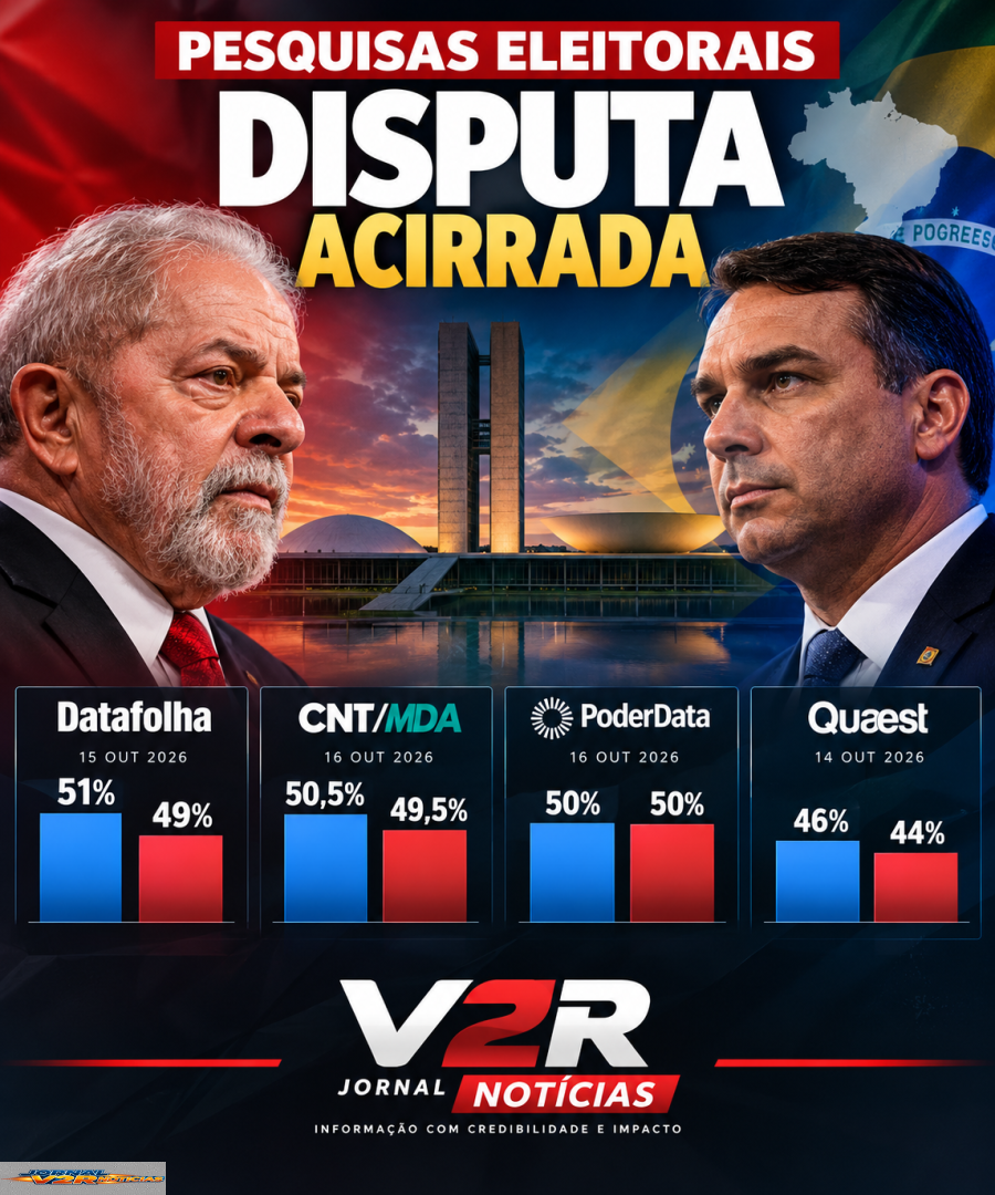 Jornal V2R Notícias atualiza : Eleição presidencial entra na reta final com disputa acirrada entre Lula e Flávio Bolsonaro, apontam pesquisas