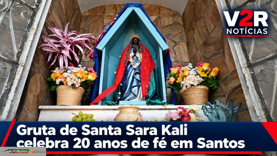 Gruta de Santa Sara Kali completa 20 anos e reúne comunidade cigana em celebração de fé em Santos