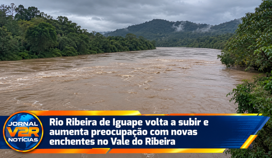 Rio Ribeira de Iguape volta a subir e aumenta preocupação com novos alagamentos no Vale do Ribeira