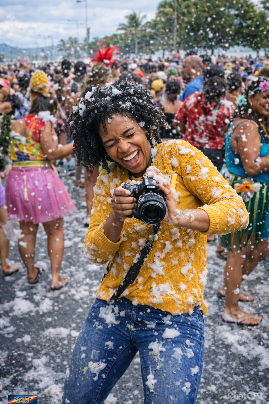 Repórter quase vira atração de bloco durante cobertura fotográfica no Carnaval