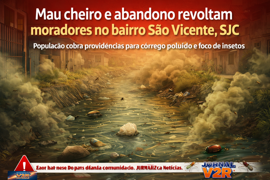 Mau cheiro e abandono de córrego geram revolta no bairro São Vicente, em São José dos Campos