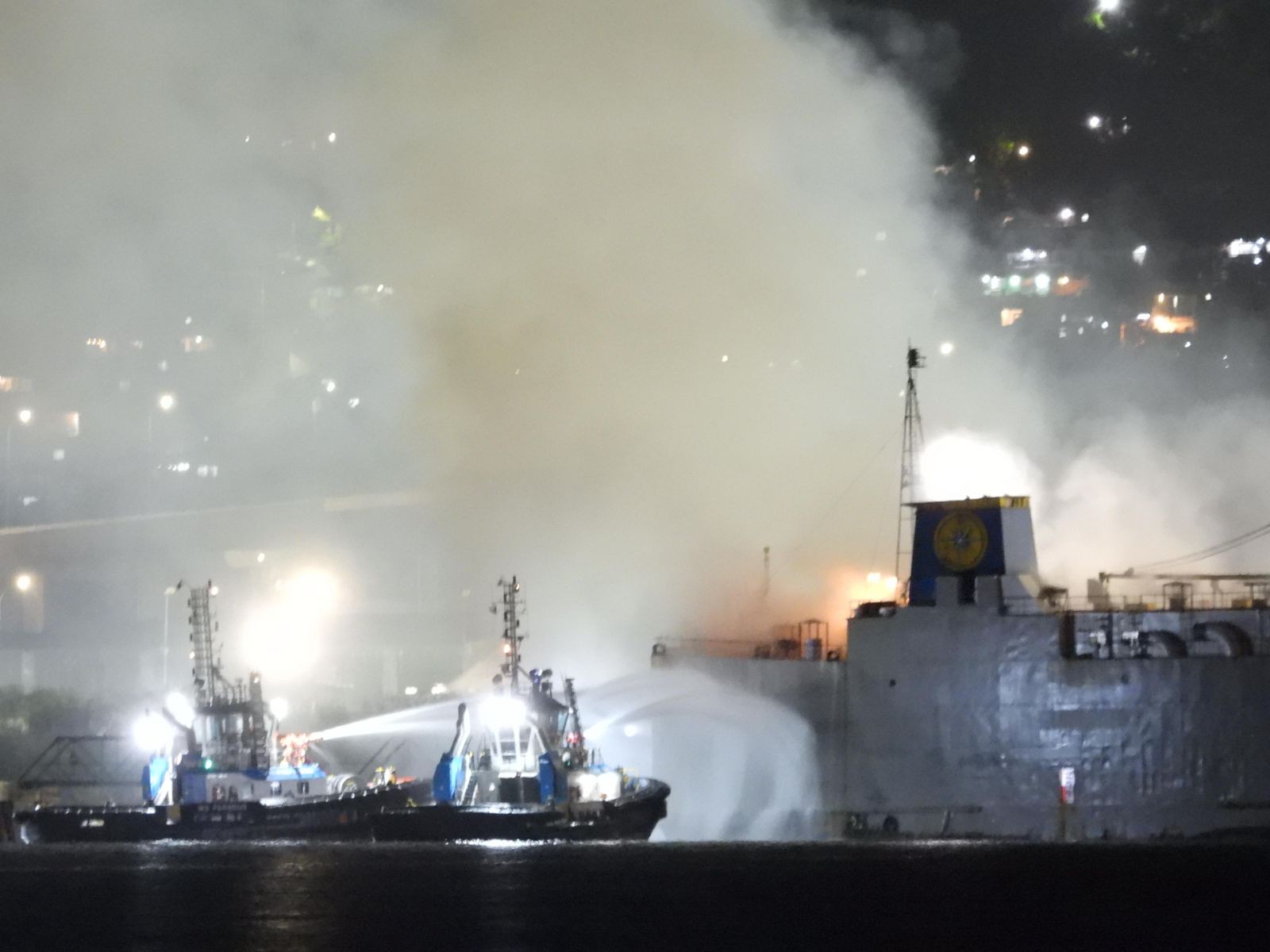 Incêndio atinge navio com carga de gado no porto de São Sebastião, SP