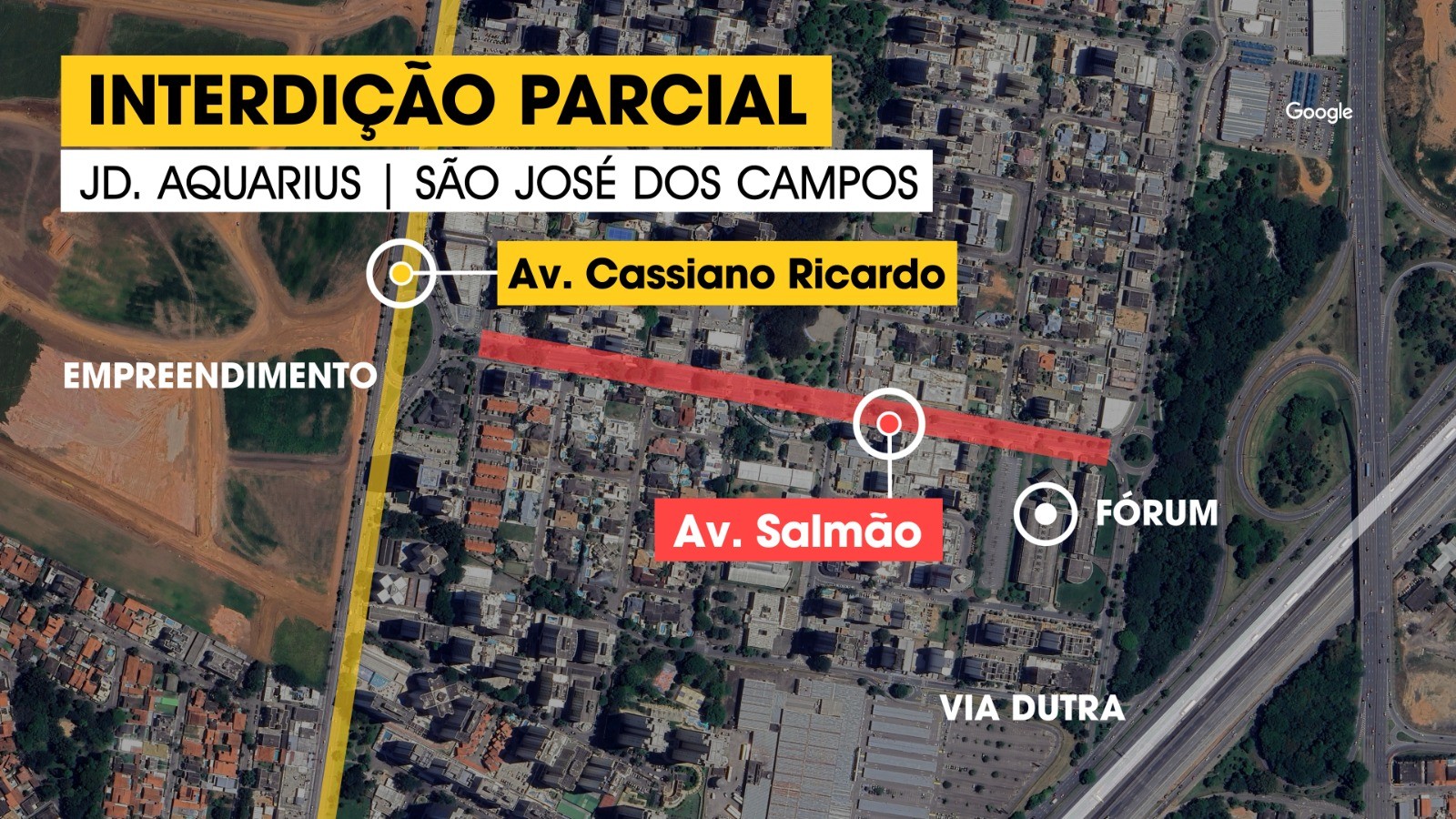 Avenida no Jardim Aquarius, em São José dos Campos, terá interdições por 10 dias