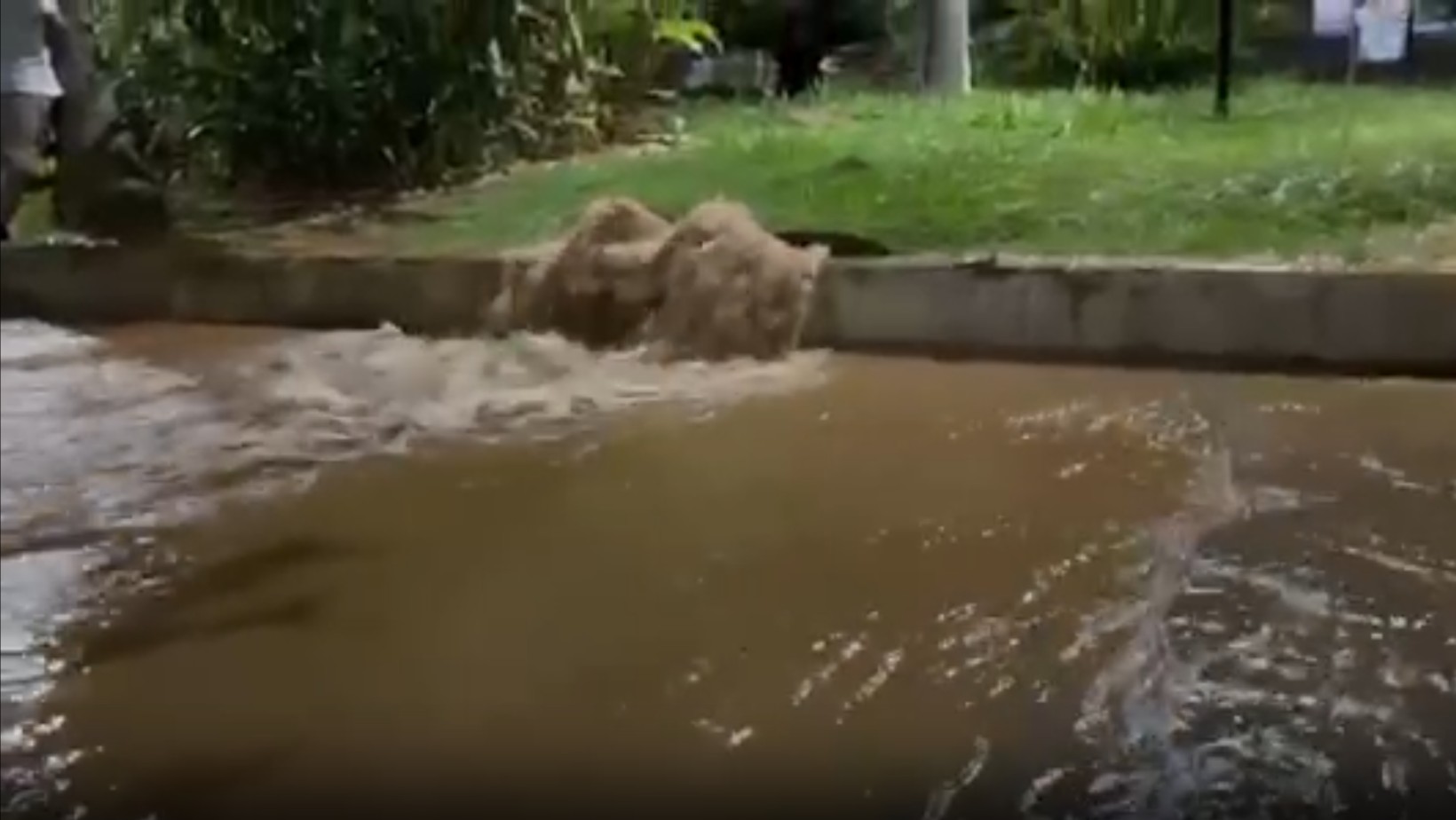 Vazamento de água atinge a Praça Santa Terezinha, no centro de Taubaté