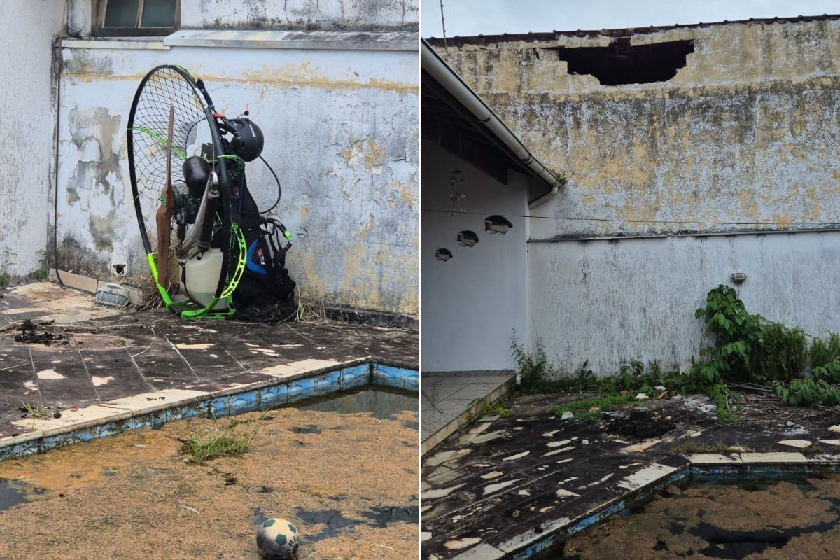 Piloto de paramotor cai em quintal de casa após pane elétrica no litoral de SP