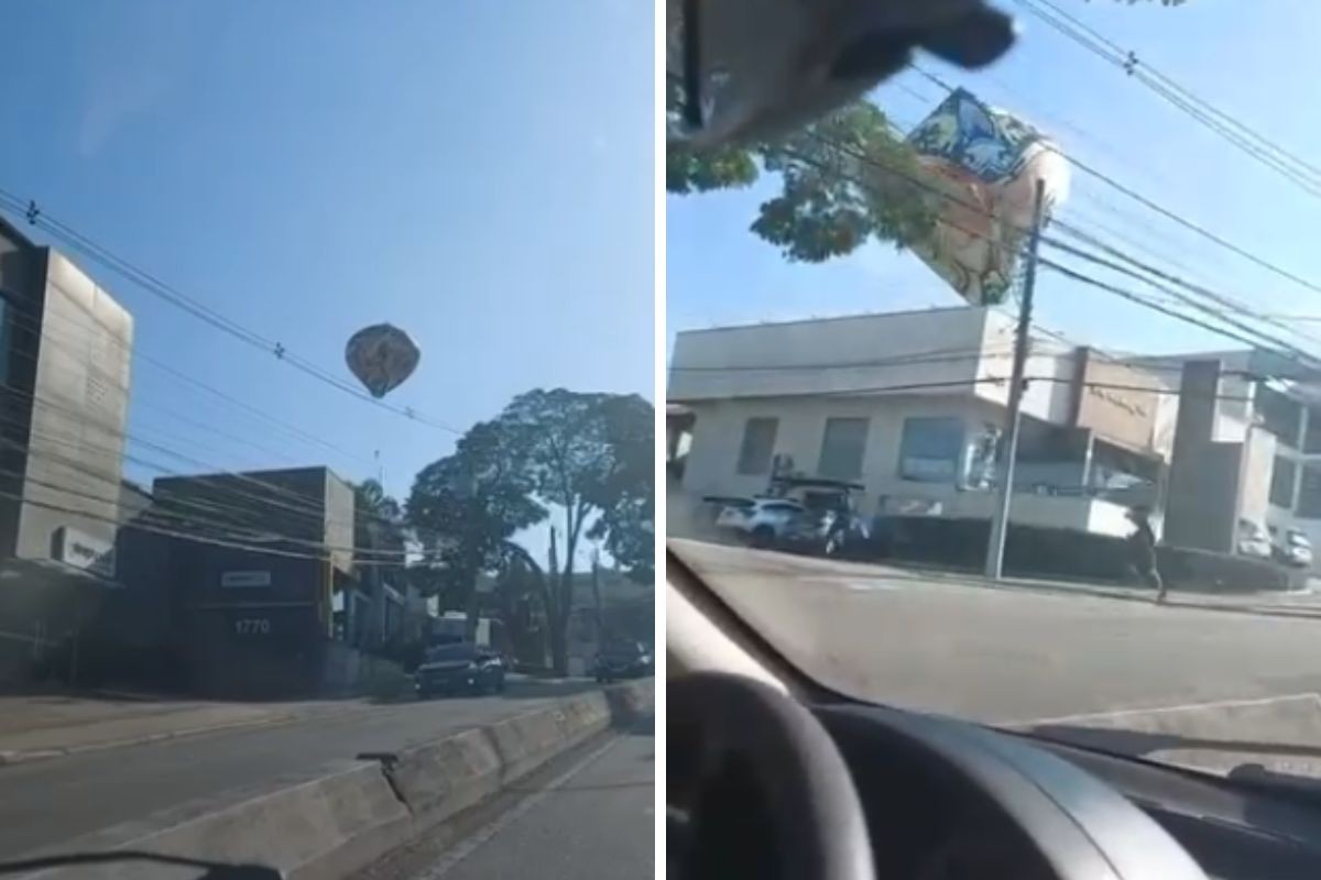 Balão cai e atinge imóveis na Avenida São João, em São José dos Campos